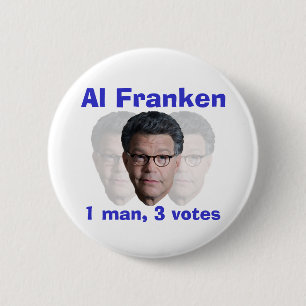 Al Franken: 1 man, 3 votes 6 Cm Round Badge