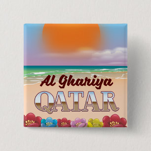 Al Ghariya Qatar beach poster 15 Cm Square Badge
