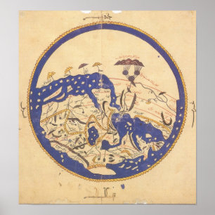Al-Idrisi's World Map Poster