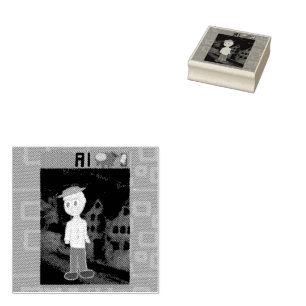 Al in Town Flying Spaceship Wood Art Stamp