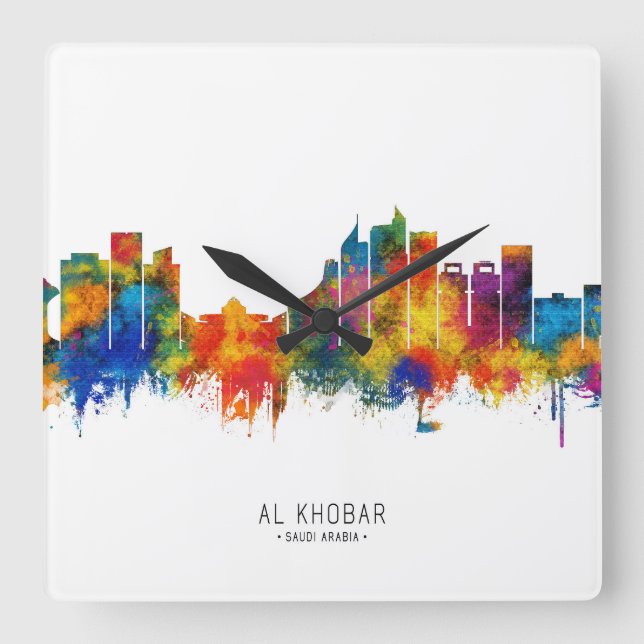 Al Khobar Saudi Arabia Skyline Square Wall Clock (Front)