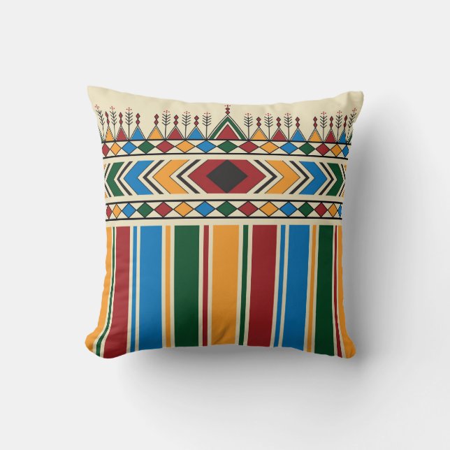 Al-Qatt Al-Asiri inspired geometric pattern. Cushion (Front)