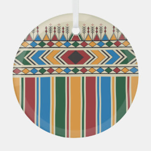 Al-Qatt Al-Asiri inspired geometric pattern. Glass Tree Decoration