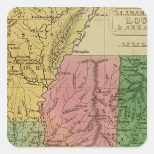 Ala, Miss, La, Ark Square Sticker