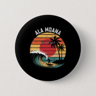 Ala Moana Beach Hawaii Beach Surfing 6 Cm Round Badge