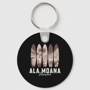 Ala Moana Beach Hawaii Surfboard Men Women Surfing Key Ring