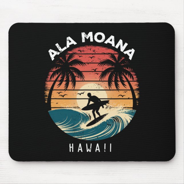 Ala Moana Beach Hawaii Surfboard Waves Beach  Mouse Pad (Front)