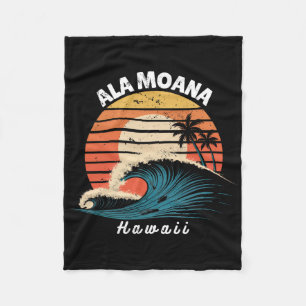 Ala Moana Beach Hawaii Women Men Surfboarding Fleece Blanket