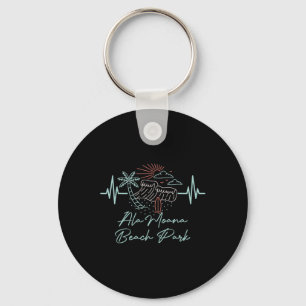 Ala Moana Beach Park Hawaii Heartbeat Surfboarder Key Ring