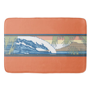 Ala Moana Diamond Head Hawaiian Surf Sign Bath Mat