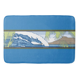 Ala Moana Diamond Head Hawaiian Surf Sign Bath Mat