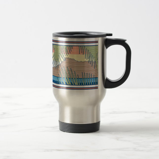 Ala Moana Diamond Head Hawaiian Surf Sign Travel Mug (Right)