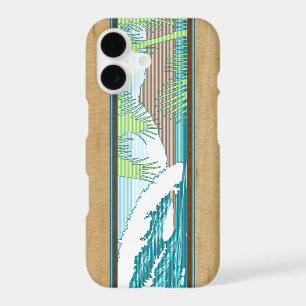 Ala Moana Hawaiian Faux Koa Wood Surf Sign Teal