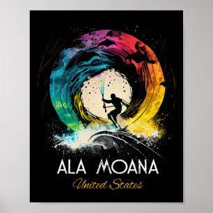 Ala Moana United States Surfing Surfboard Poster