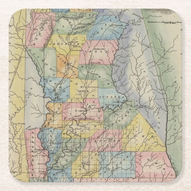 Alabama 2 square paper coaster (Front)