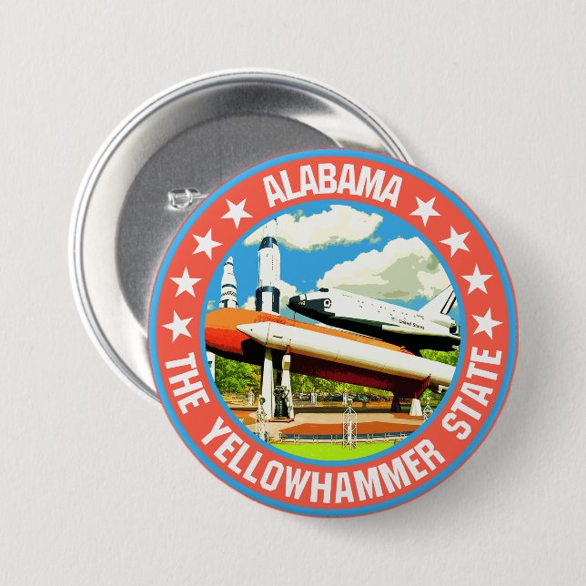 Alabama                                            7.5 cm round badge (Front & Back)