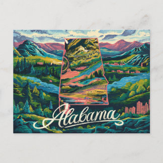 Alabama: A Vibrant Celebration in Illustration Postcard