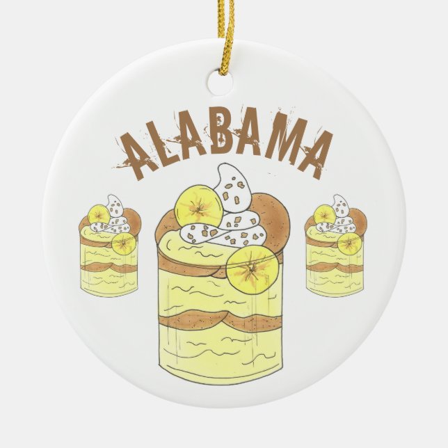 Alabama AL Banana Pudding Soul Food Dessert Ceramic Ornament (Front)