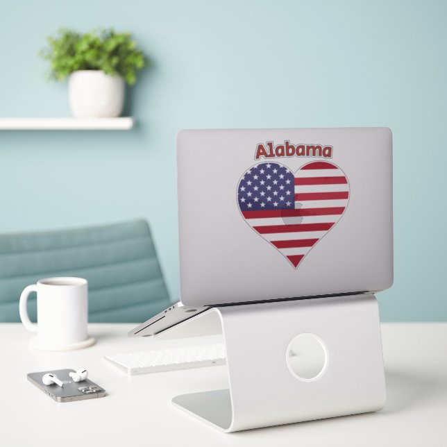 Alabama American Flag Heart (Laptop On Desk)