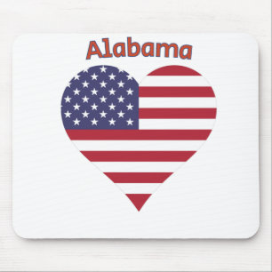 Alabama American Flag Heart Mouse Pad