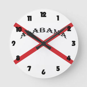 Alabama and Flag Black Fat Numbers wccn Round Clock