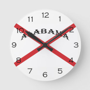 Alabama and Flag Black Numbers wccn Round Clock