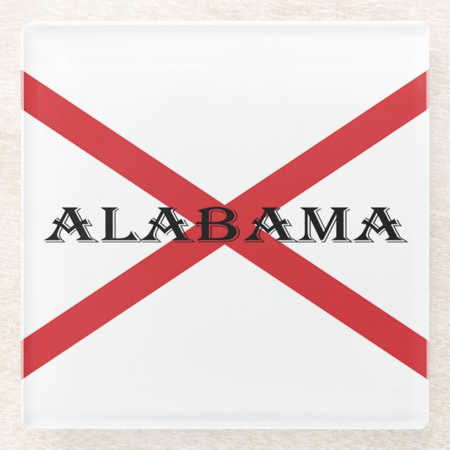 Alabama and Flag coastercnt Glass Coaster (Front)