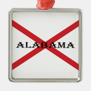 Alabama and Flag orncn Metal Ornament