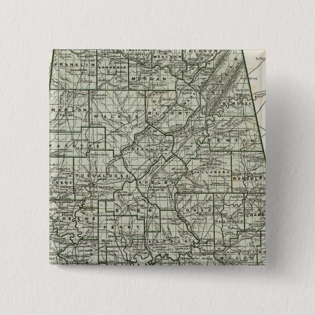 Alabama Atlas Map 15 Cm Square Badge (Front)