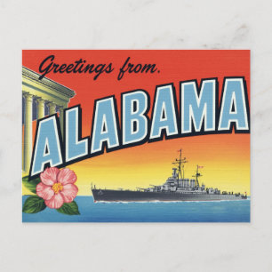 Alabama Battleship and Capitol Postcard