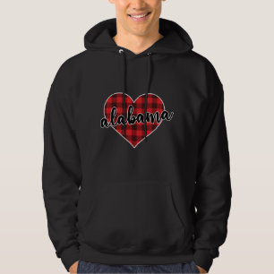 Alabama Buffalo Plaid Heart Cosy Christmas Winter Hoodie