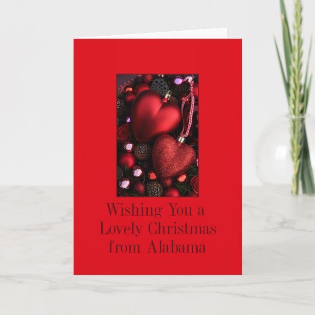 Alabama Christmas Card, state specific Holiday Card (Front)