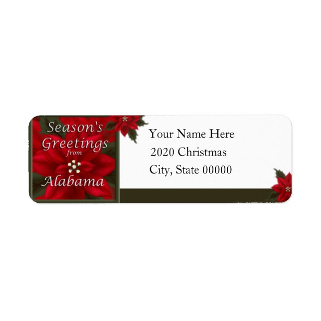 Alabama Christmas Poinsettia Return Address Label (Front)