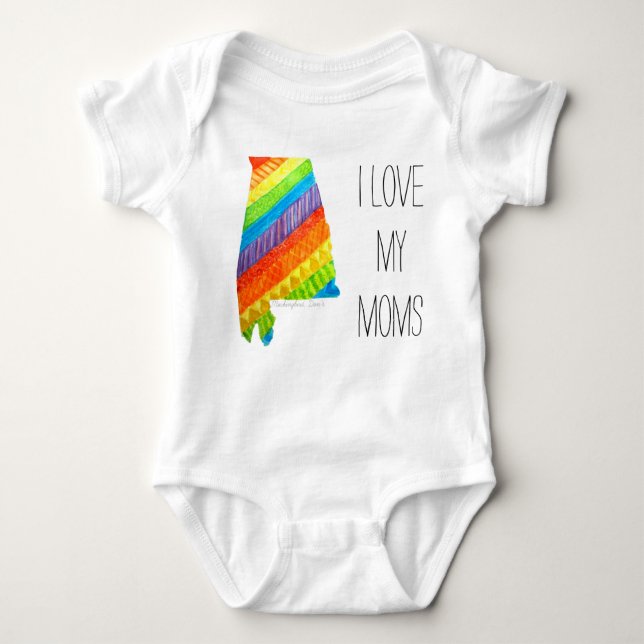 Alabama Equality "I Love My Moms" Body Suit Baby Bodysuit (Front)