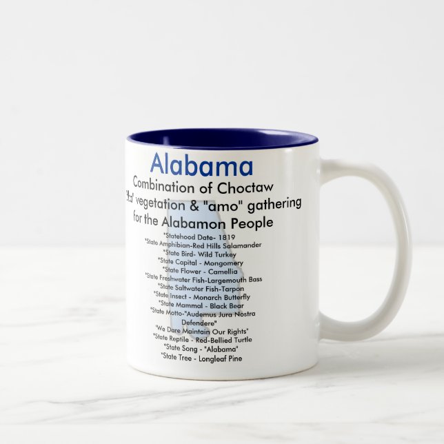 Alabama Facts Two-Tone Coffee Mug (Right)