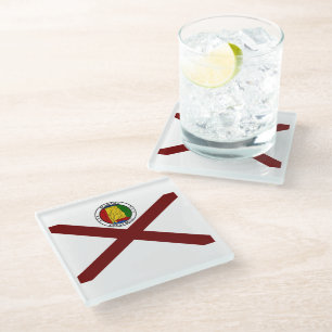 Alabama flag-seal glass coaster