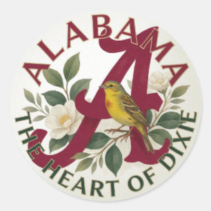 🕊️ Alabama Flag yellowhammer American Heritage Classic Round Sticker