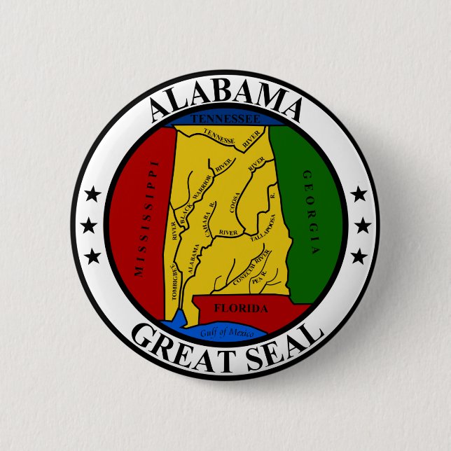 Alabama Great Seal 6 Cm Round Badge (Front)