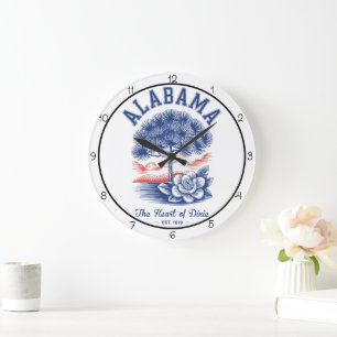 Alabama Heart Dixie Large Clock