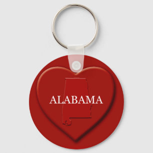 Alabama Heart Map Keychain