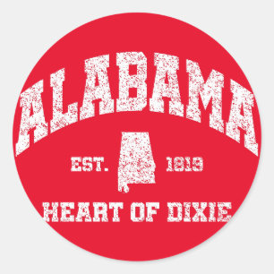 Alabama,Heart of Dixie Classic Round Sticker