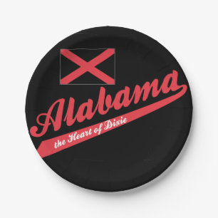 Alabama Heart of Dixie Paper Plate