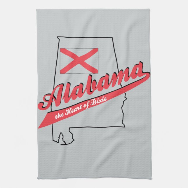 Alabama Heart of Dixie Tea Towel (Vertical)