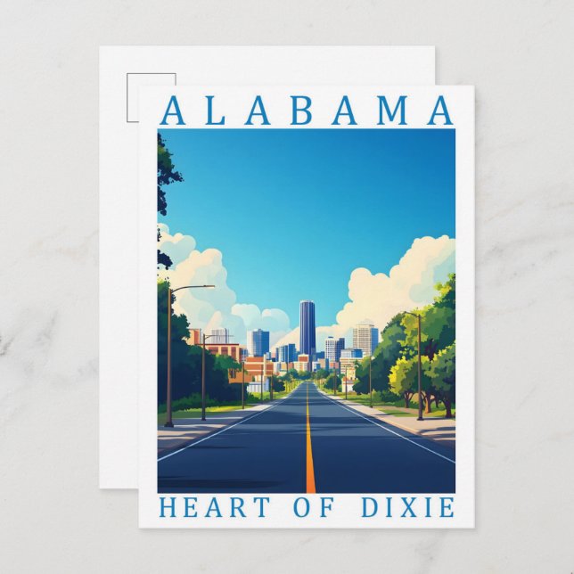Alabama Heart of Dixie USA Travel Place Postcard (Front/Back)
