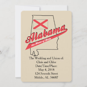 Alabama Heart of Dixie Wedding Invitation