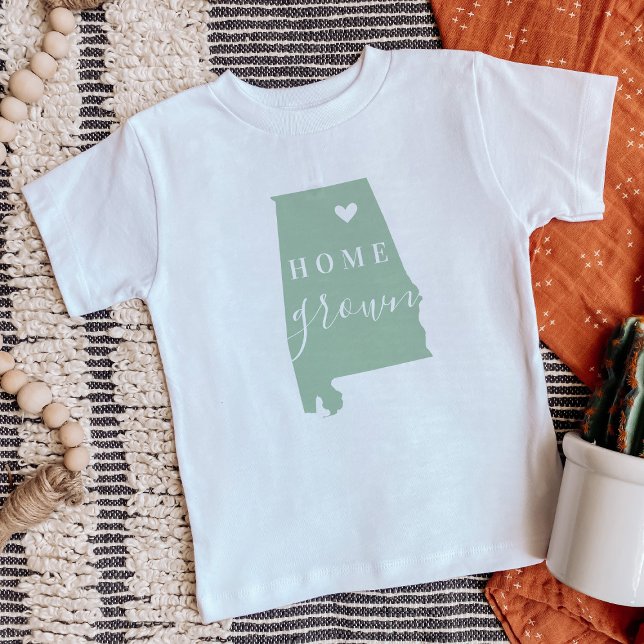 Alabama Home Grown | Editable Colours State Map Baby T-Shirt (Creator Uploaded)