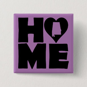 Alabama Home Heart State Button Badge Pin