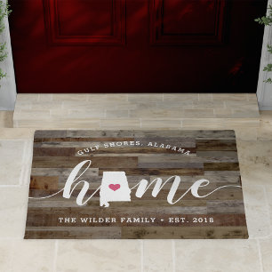 Alabama Home State Personalised Wood Look Doormat