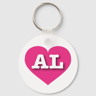 Alabama Hot Pink Heart - I love AL Key Ring