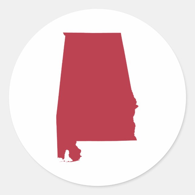 Alabama in Red Classic Round Sticker (Front)
